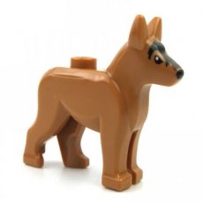 LEGO® hond Elzasser / Duitse Herder (politiehond) met zwarte ogen MEDIUM NOUGAT