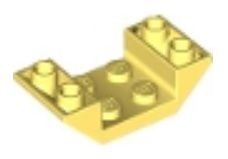 LEGO®  omgekeerde dakpan 45 graden 2x4 dubbel met 2x2 inkeping LICHT GEEL