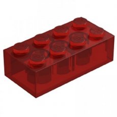 LEGO® 3001 TRANS ROOD - L-5-G LEGO® Steen 2x4 TRANSPARANT ROOD