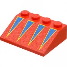 LEGO® 33 graden 3x4 blauwe driehoeken met gele randen ROOD