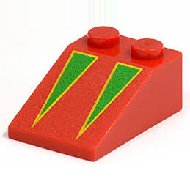 LEGO® 3298px4 ROOD - L-3-F LEGO® 33 graden 3x2 groene driehoeken met gele randen ROOD