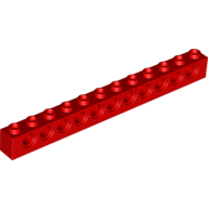 LEGO® 1x12 steen met gaten ROOD