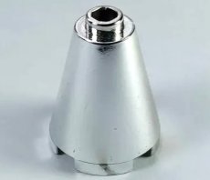 LEGO® 2x2x2 kegel met volledige open nop CHROME ZILVER