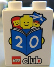 LEGO® Duplo, Brick 1 x 2 x 2 with LEGO Club 20th Birthday Pattern 4066pb302