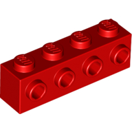 LEGO® aangepast 1x4 met noppen aan 1 kant ROOD