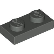 LEGO® plate 1x2 OLD DARK GRAY