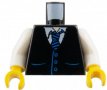 LEGO® 4275535 ZWART - M-31-G LEGO® city torso vest met zakken en blauwe gestreepte stropdas, witte armen en gele handen ZWART
