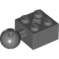 LEGO® 4497253b  D GRIJS - H-25-B LEGO® 2x2 steen met bal en asgat met 6 gaten in bal DONKER GRIJS