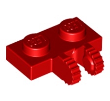 LEGO® scharnierplaat 1x2 met 2 uitsteeksels aan zijkant ROOD