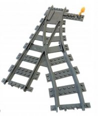 LEGO® spoor wissel links met gele hendel DONKER GRIJS