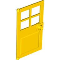 LEGO® deur, 1x4x6 met 4 raampjes, deurknop voor in frame GEEL