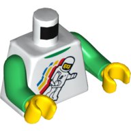 LEGO® torso klassiek space minfig, groene armen/gele handen WIT