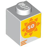 LEGO® Steen 1 x 1 met nummer 50 in oranje zon WIT