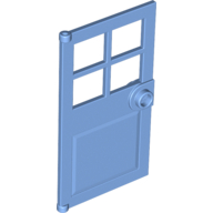 LEGO® deur, 1x4x6 met 4 raampjes, deurknop voor in frame MEDIUM BLAUW