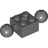 LEGO® 2x2 steen met 2 ballen en asgat met 6 gaten per bal DONKER GRIJS