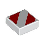 LEGO® 1x1 tegel met rood gevaarstrepenpatroon WIT