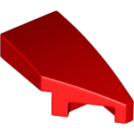 LEGO® dakpan, gebogen 2x1 geen noppen met hoek af ROOD