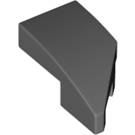 LEGO® dakpan gebogen 2x1 geen noppen met hoek af DONKER GRIJS