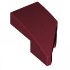 LEGO® dakpan, gebogen 2x1 geen noppen met hoek af DONKER ROOD