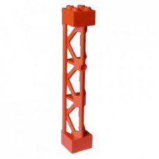 LEGO® steun 2x2x10 driehoekige balk - type 4 - 3 posts, 3 sections ROODACHTIG ORANJE