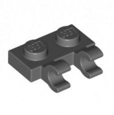LEGO® plaat 1x2 met horizontale houders DONKER GRIJS
