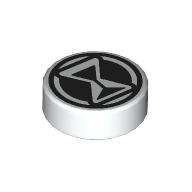 LEGO® tegel 1x1 rond met Zandloper- en cirkelpatroon WIT