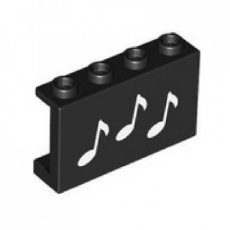 LEGO® paneel 1x4x2 - open noppen, met zijsteunen ZWART