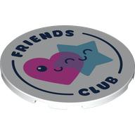 LEGO® tegel rond 6x6 'FRIENDS CLUB' WIT