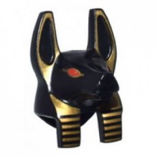 LEGO® hoofd Anubis wachthoofd met gouden markeringen en rode ogenpatroon ZWART