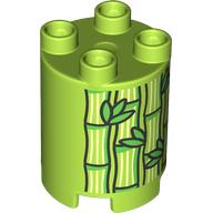 LEGO® DUPLO® steen rond 2x2x2 met bamboestengels en bladerenpatroon LIMOEN